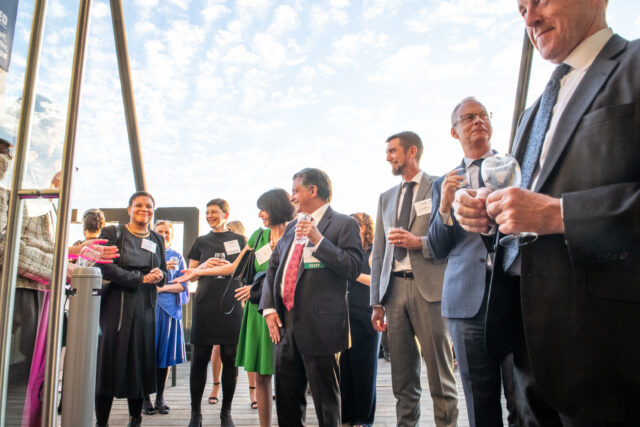 CDT staff and 2022 Tech Prom guests mix and mingle, at the President's Reception.