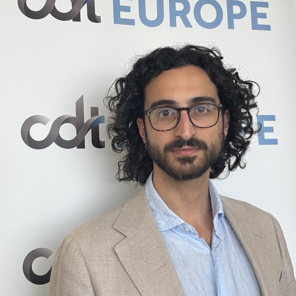 David Klotsonis in front of the CDT Europe banner