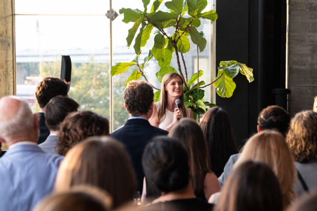CDT President & CEO Alexandra Givens gives remarks at the President's Reception of the 2022 Tech Prom.