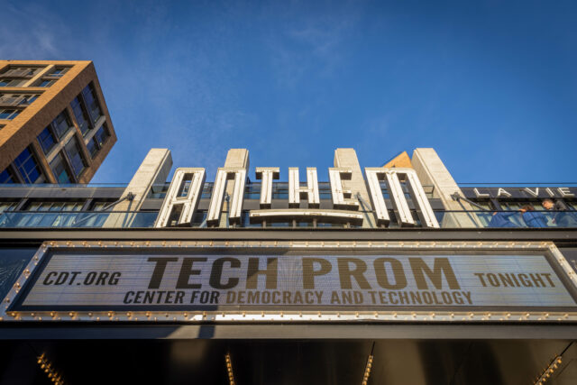 Image of guests, artists, food, and atmosphere from CDT's 2023 Tech Prom and Artist Exhibition annual benefit. Photography by Annan Productions: https://www.annanproductions.com.