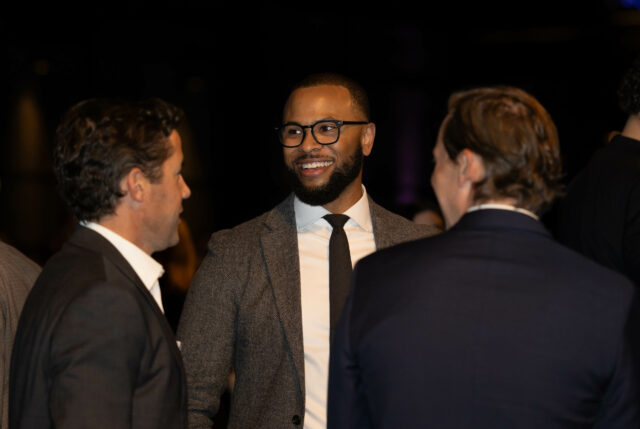 Image of guests, artists, food, and atmosphere from CDT's 2023 Tech Prom and Artist Exhibition annual benefit. Photography by Annan Productions: https://www.annanproductions.com.