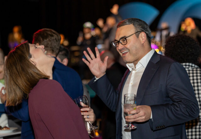 Image of guests, artists, food, and atmosphere from CDT's 2023 Tech Prom and Artist Exhibition annual benefit. Photography by Annan Productions: https://www.annanproductions.com.