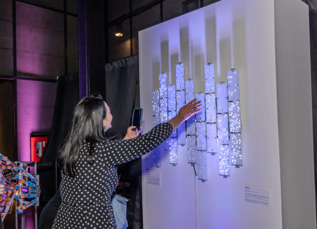 Image of guests, artists, food, and atmosphere from CDT's 2023 Tech Prom and Artist Exhibition annual benefit. Photography by Annan Productions: https://www.annanproductions.com.