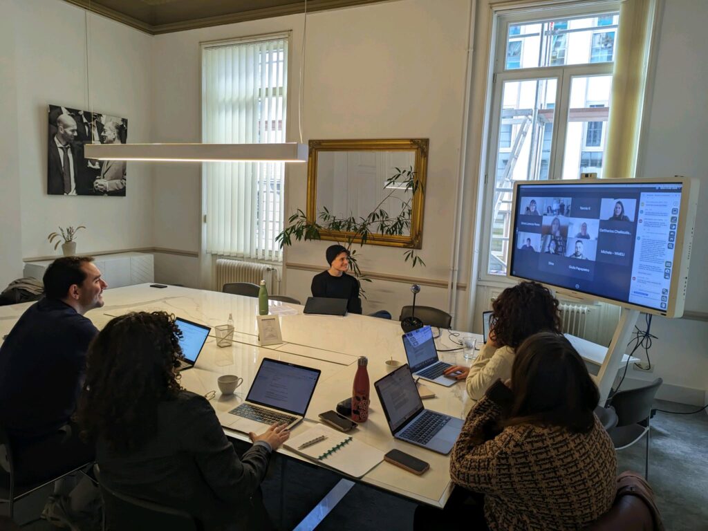 Photograph of Spyware Coordination Group Hybrid Workshop at CDT Europe’s Office.