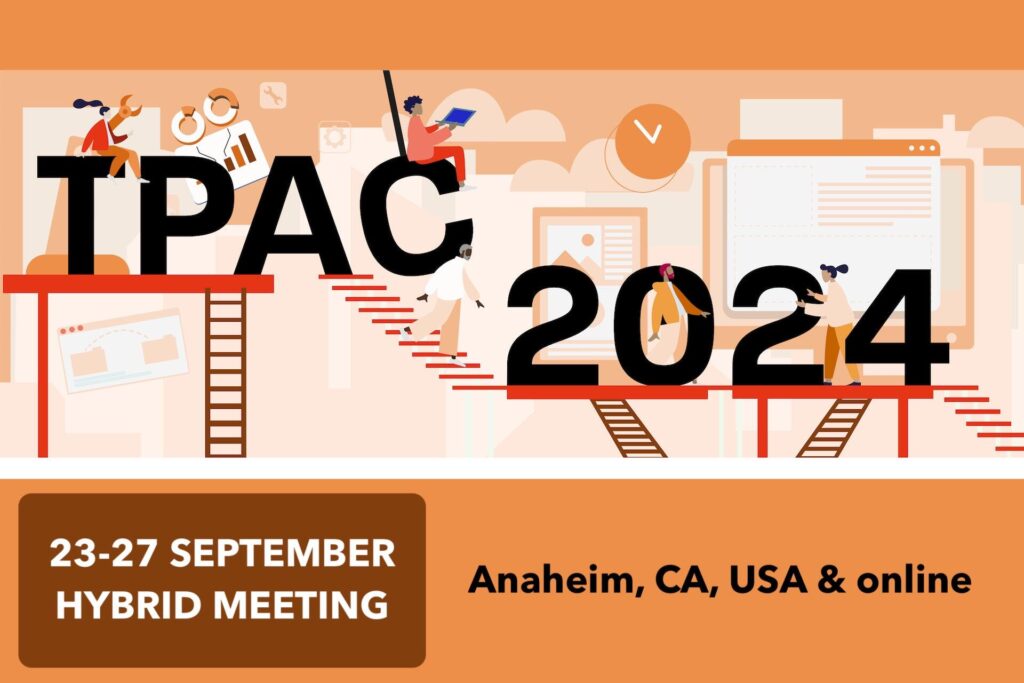 TPAC 2024 promotional graphic with event details, 23-27 September, Anaheim, CA, USA & online.