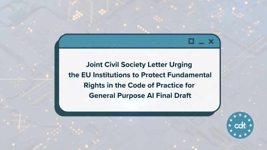 Text inside a window-like box, on a background with chips in transparence and CDT Europe logo in the bottom right corner