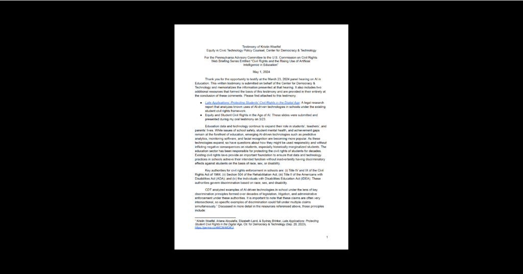 White document on black background.