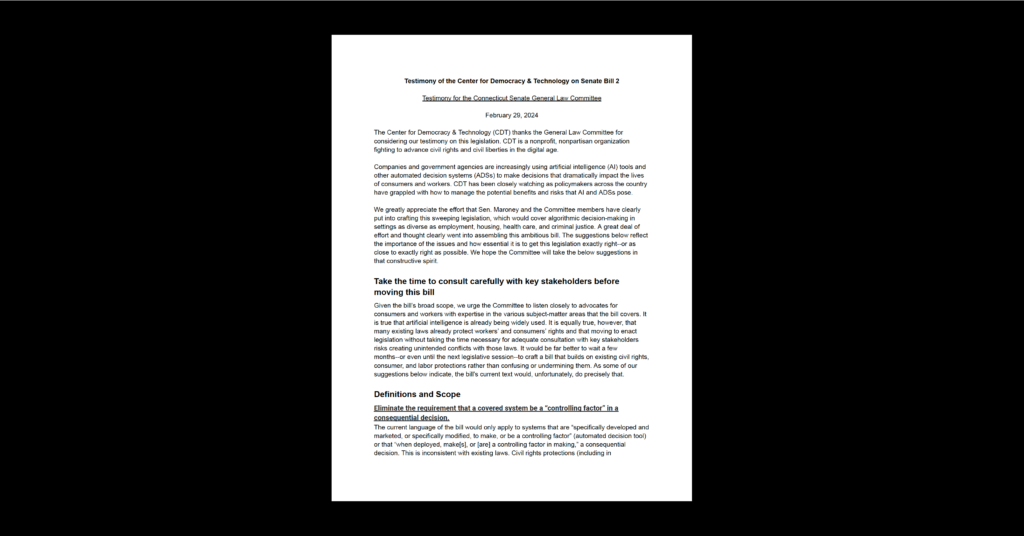 White document on black background.